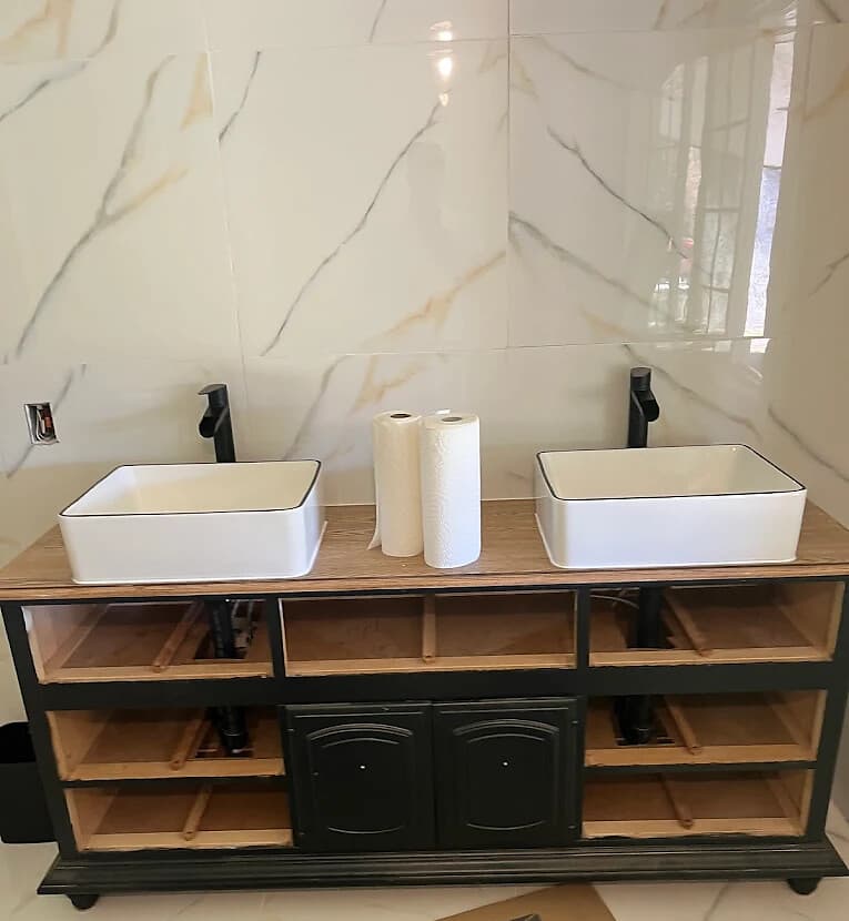 Bathroom vanity plumbing installed by Anderson Plumbing and Gas Fitting in Kelowna