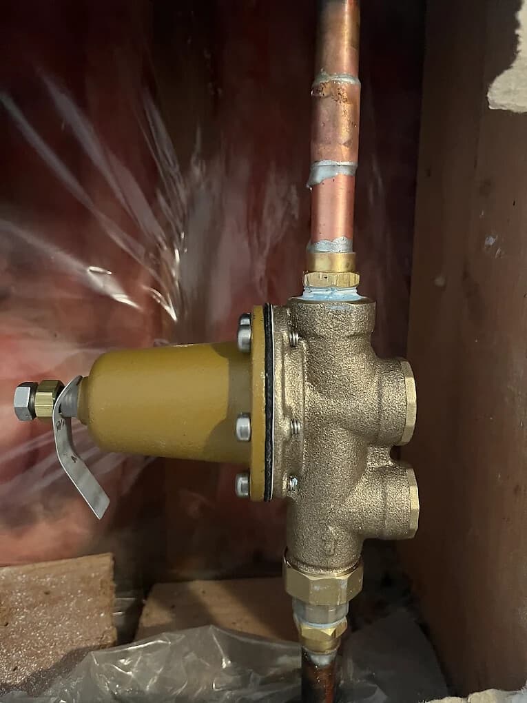 Copper water lines and pressure-reducing valve repaired by Anderson Plumbing in Kelowna
